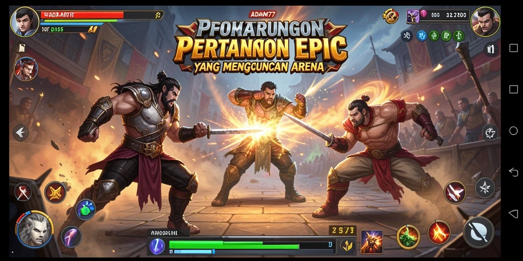 Tangkapan layar menunjukkan pertarungan seru dalam ADAM77.
