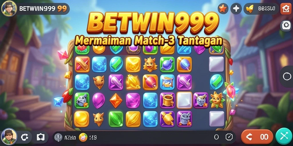 Tampilan screenshot BETWIN999 menunjukkan gameplay seru Match-3.