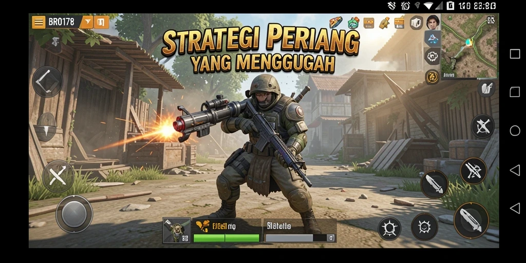 Tampilan gameplay BRO178 dengan pasukan dan pertempuran strategi.