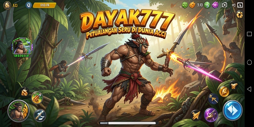Tampilan aksi seru dalam permainan DAYAK777 yang mendebarkan.
