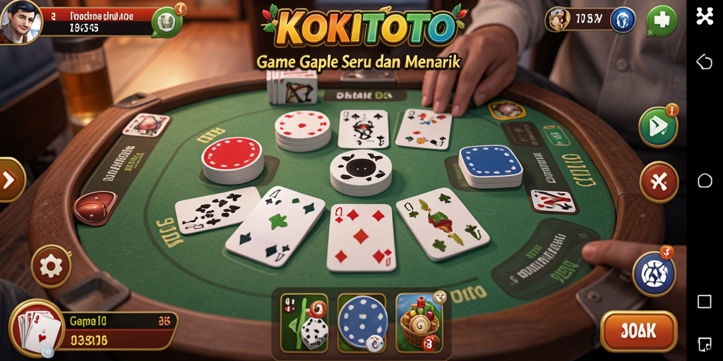 Tampilan gameplay KOKITOTO yang seru dan interaktif dalam permainan Gaple.