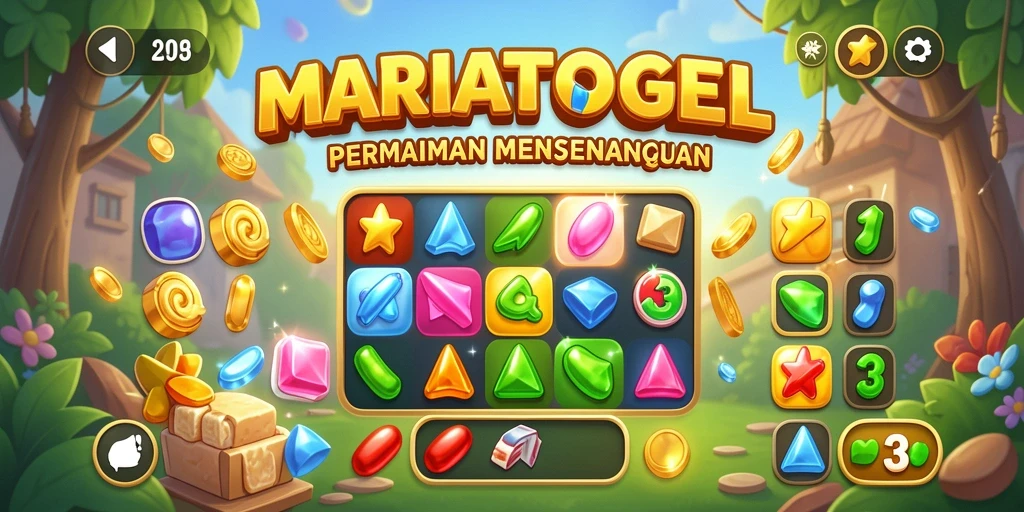 Tampilan gameplay seru dalam MARIATOGEL dengan aksi Match-3.