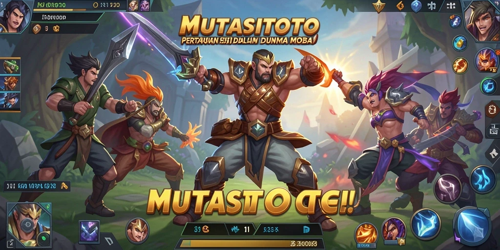 Tangkapan layar MUTASITOTO menampilkan aksi seru di arena MOBA.