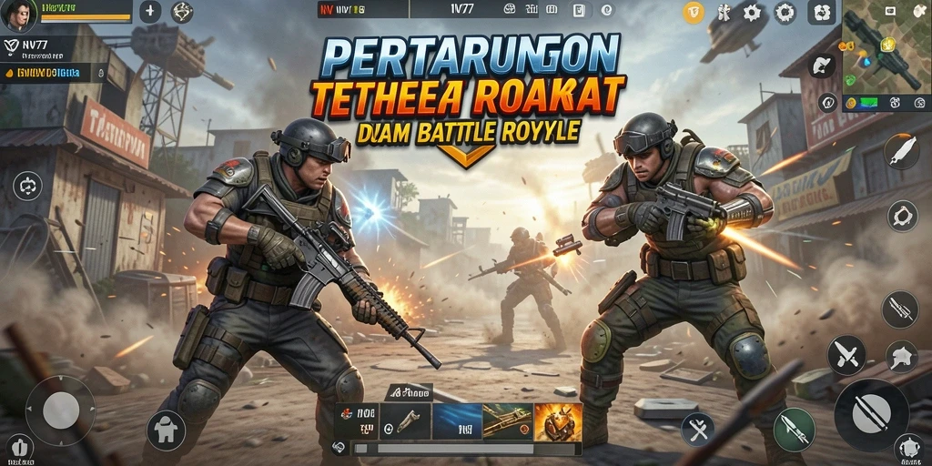 Tangkapan layar NV77 menunjukkan aksi seru di medan pertempuran Battle Royale.