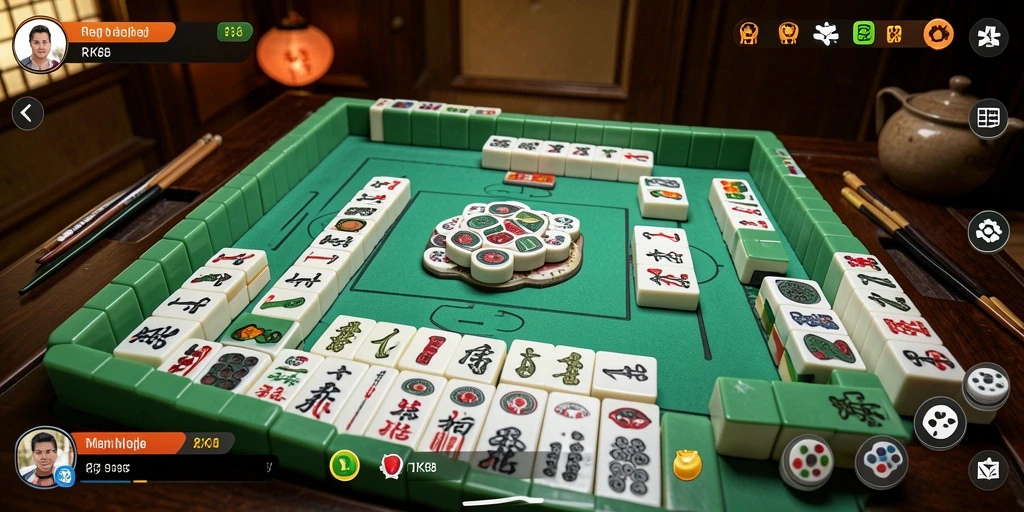 Tampilan gameplay seru dalam RK88 dengan grafis Mahjong yang menarik.