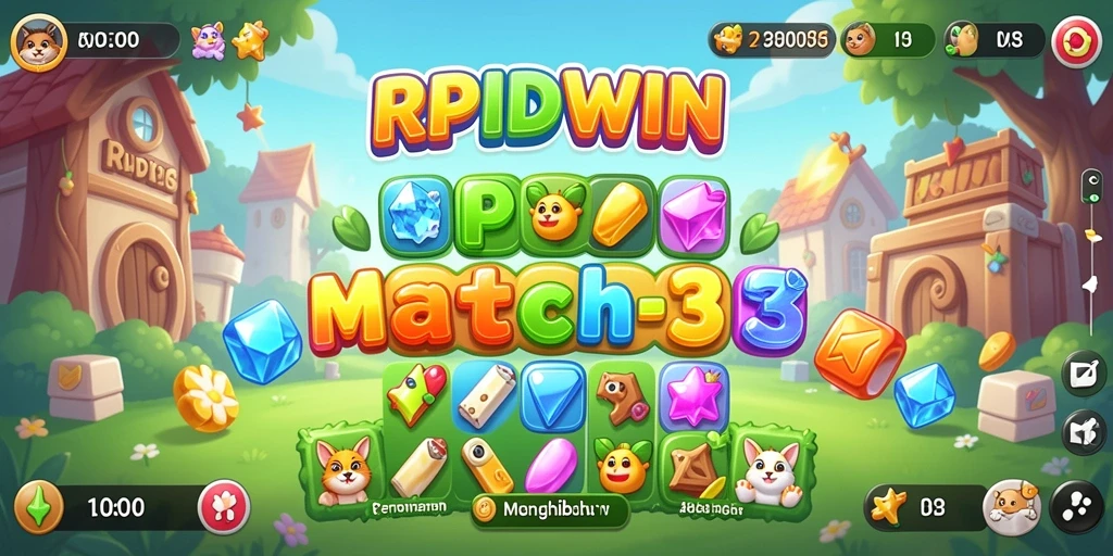 Screenshot gameplay RPIDWIN yang menunjukkan momen seru mencocokkan item.
