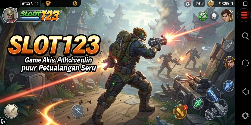 Tangkapan layar menampilkan aksi mendebarkan dalam SLOT123.