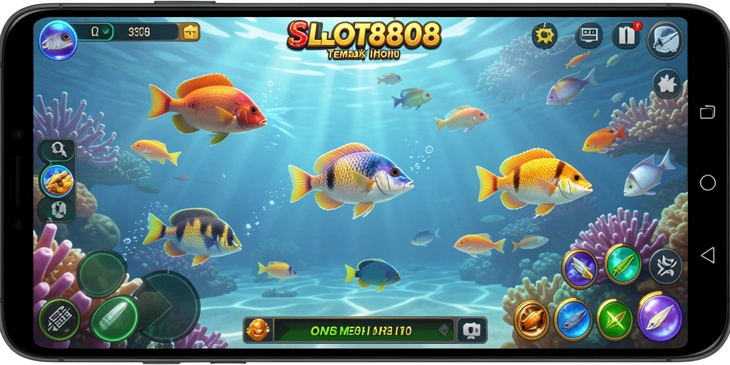 Tampilan gameplay SLOT8808 yang menegangkan saat menembak ikan.