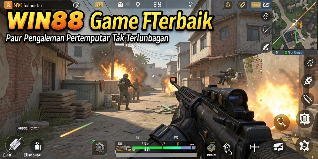 Screenshot WIN88 menampilkan aksi pertempuran FPS seru.